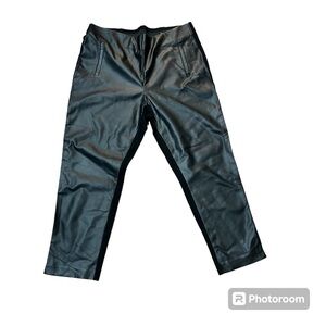 chico’s size 3 black women’s dress pants front faux leather back rayon plus size